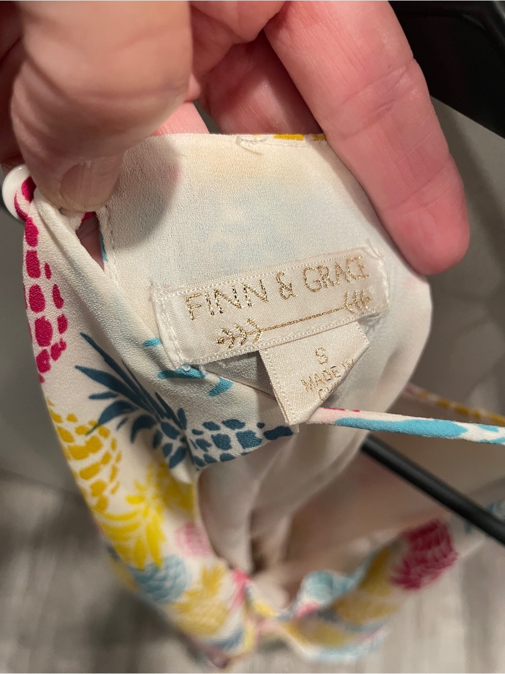 Finn & Grace Tropical Pineapple Print Layered romper - Pink Yellow Blue size S - Picture 8 of 9